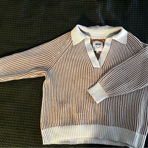 aerie Sweaters - Aerie Brown and White Striped Sweater